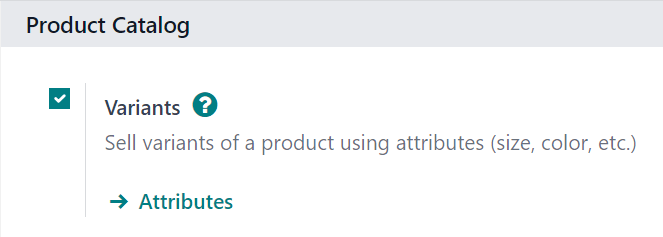 Activating product variants on the Settings page of the Cobuild Sales application.