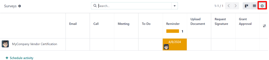 The activities view option located on the Cobuild Surveys dashboard.