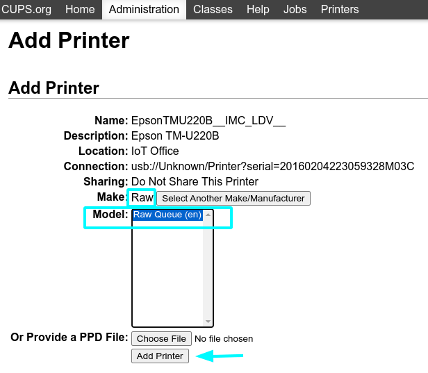 Epson TM-U220 specifications on manufacturers website.