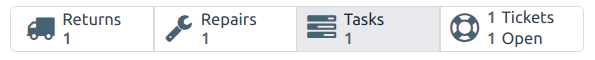View of ticket smart buttons focused on task.