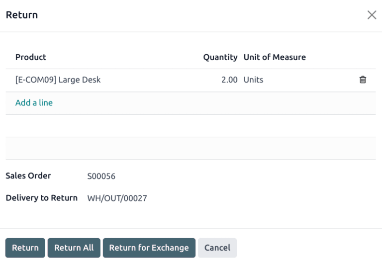 View of a reverse transfer creation page.