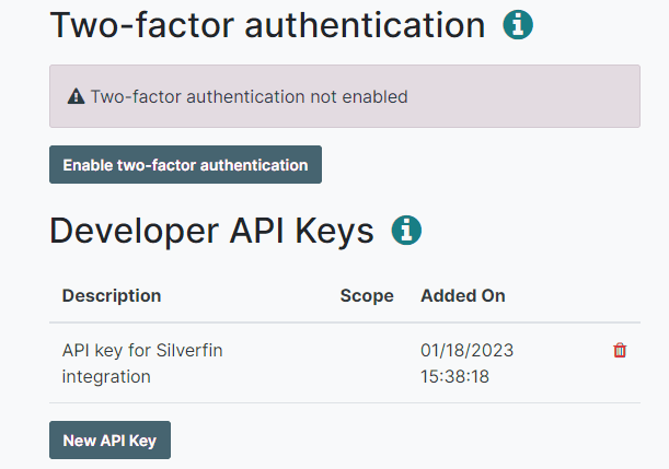 creation of a Cobuild external API key for a Cobuild user