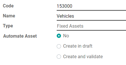 Configuration of an Assets Account in Cobuild Accounting