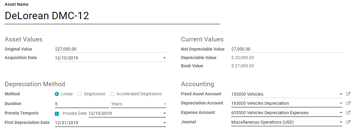 Assets entry in Cobuild Accounting