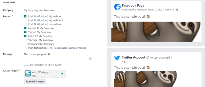 Visualized samples of post with newly-attached images in Cobuild Social Marketing.