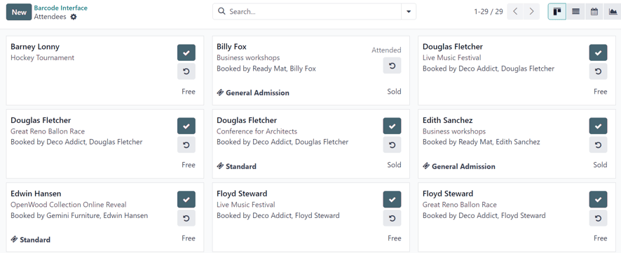 The Attendees page, via the Registration Desk, located in the Cobuild Events application.