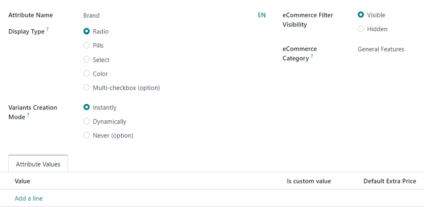 A blank attribute creation form in the Cobuild Sales application.