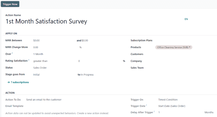 A sample Automation Rules form in the Cobuild Subscriptions application.