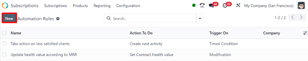 The Automation Rules page in the Cobuild Subscriptions application.