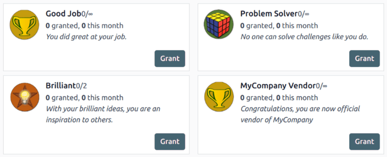 View of the badges page in Cobuild.