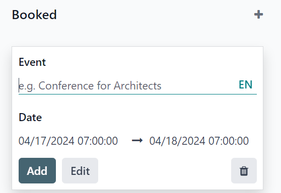 Typical blank kanban card to fill out in the Cobuild Events application.