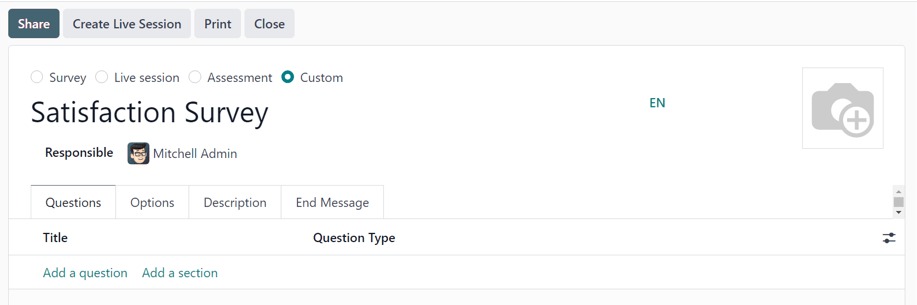 How a blank survey form looks in the Cobuild Surveys application.