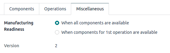 View current BOM version in the Miscellaneous tab.
