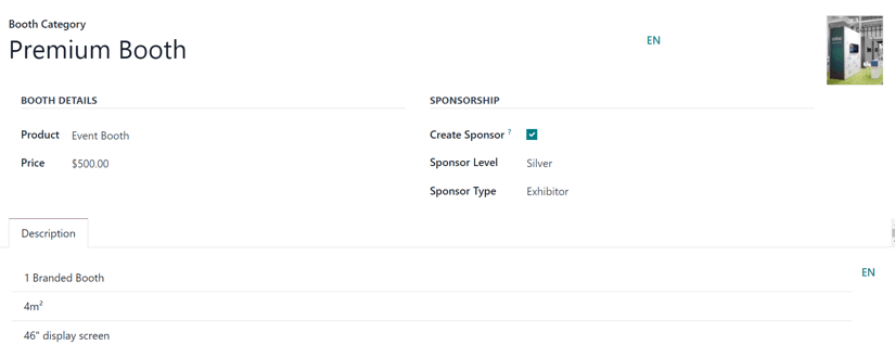A typical booth category form in the Cobuild Events application.