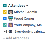 View of Attendees section on Calendar app.