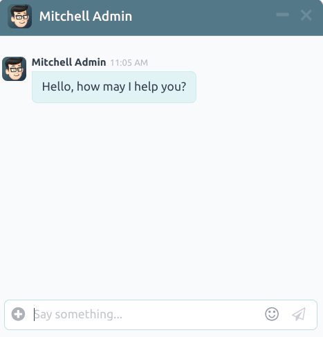The live chat window with a purple channel header and placeholder text.