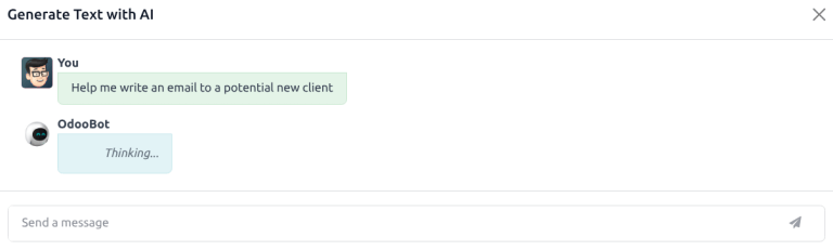 The generate text with AI popup.