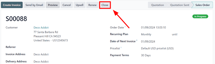 Close subscription from an administration point of view with Cobuild Subscriptions.