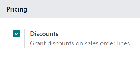 Activation of the discount option in Cobuild Sales.