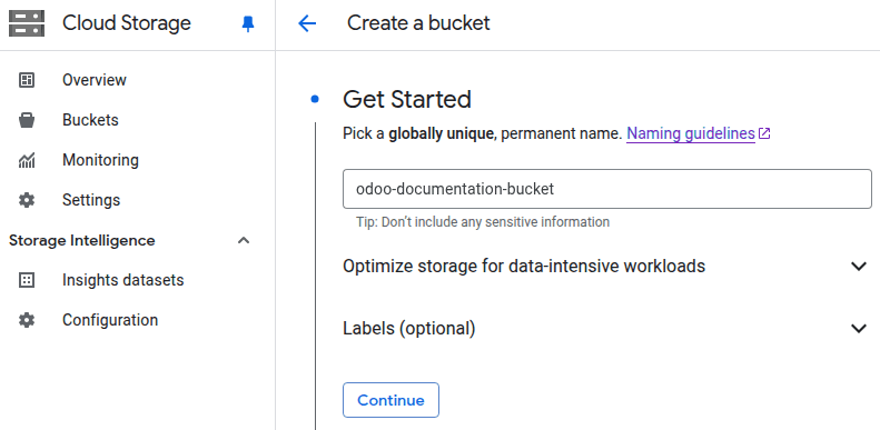 Creating a bucket