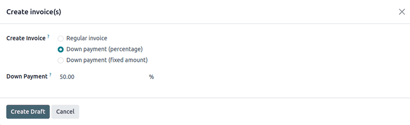Create invoices pop-up form that appears in Cobuild Sales.