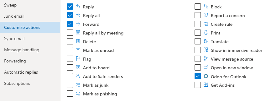 Cobuild for Outlook customized action