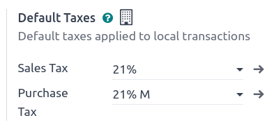 Define which taxes to use by default on Cobuild