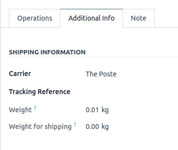 Shipping carrier information on the delivery form.