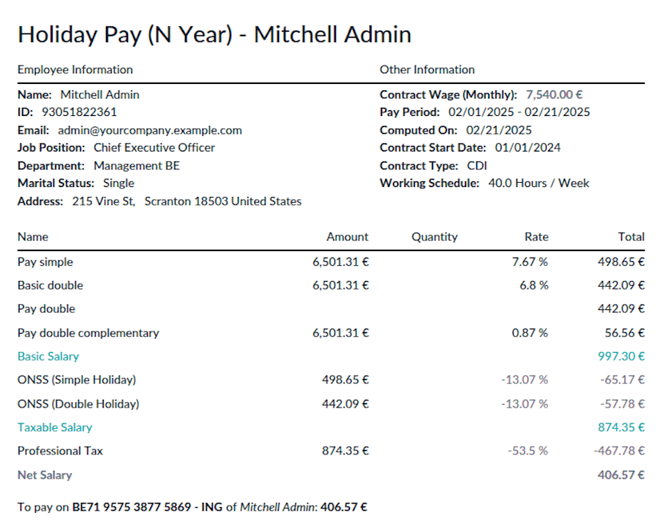 Departure Holiday Attests Payslip N.