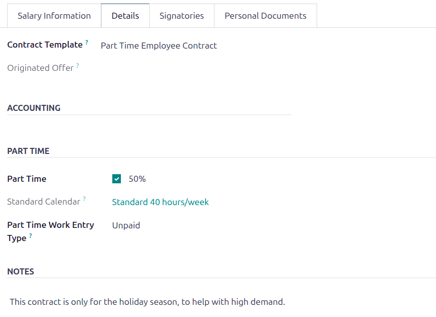 The Details tab filled out.