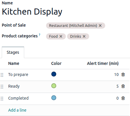preparation display set-up form