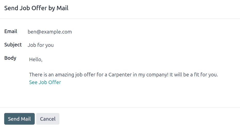 Referral email pop-up window with the email message inside it.