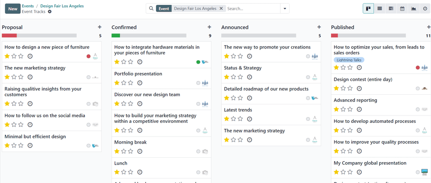 Typical event tracks page for an event in the Cobuild Events application.