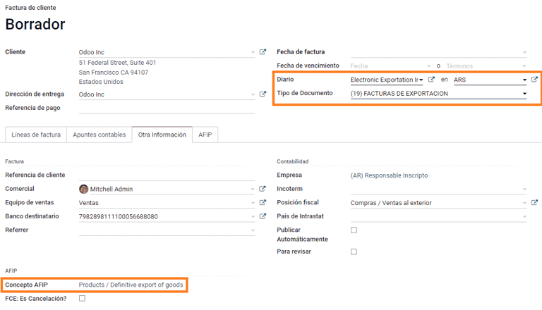 Export invoice fields autofilled in Cobuild.