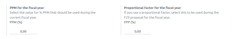 Default PPM and Proportional Factor for the Propuesta F29 Report.