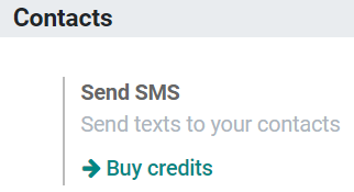 Buying credits for SMS Marketing in Cobuild settings.