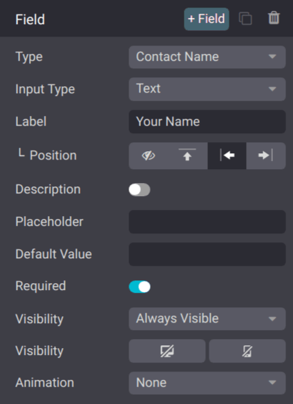 The field configuration settings on a Cobuild website.
