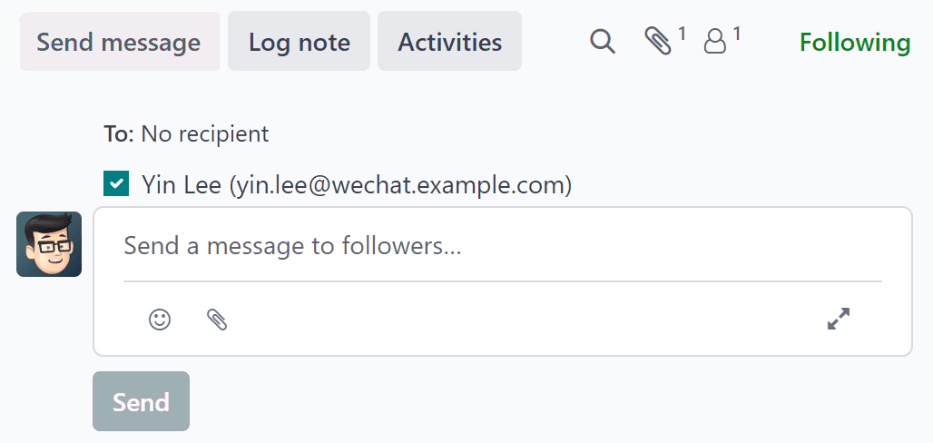 Send an email from the chatter.