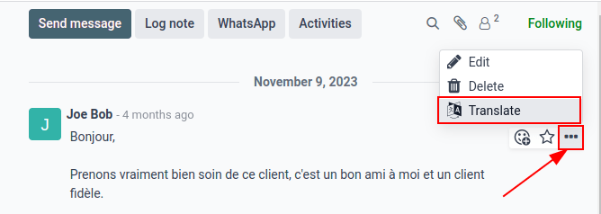 Google Translate present in a Cobuild database's chatter.