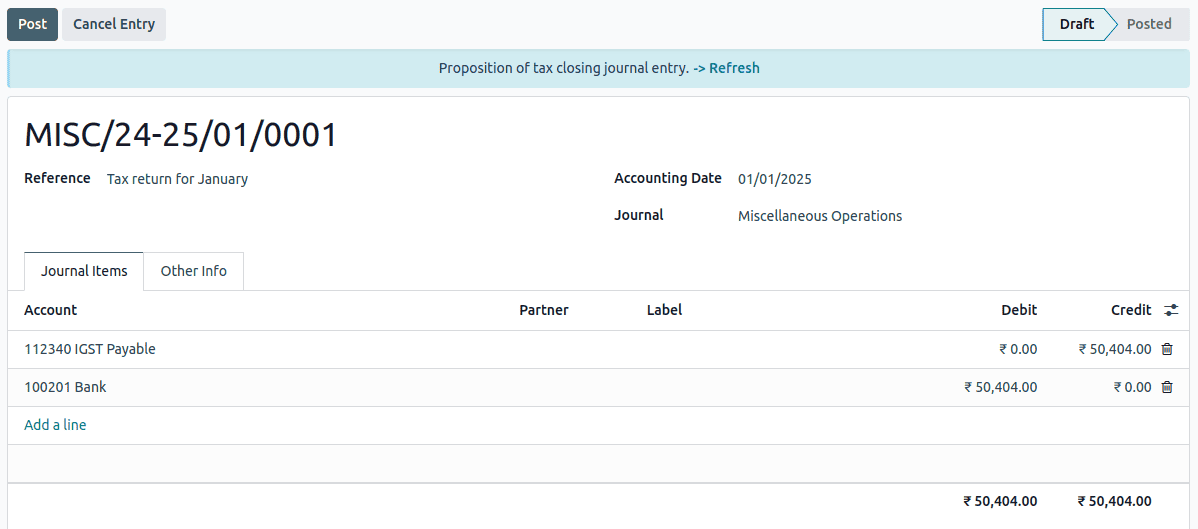 GSTR-3 Post Entry