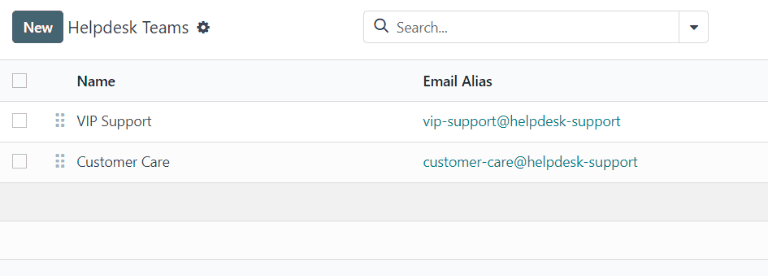View of the Helpdesk teams page in Cobuild Helpdesk.