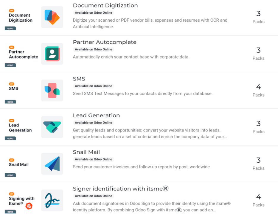 The IAP catalog with various services available on IAP.cobuild.app.