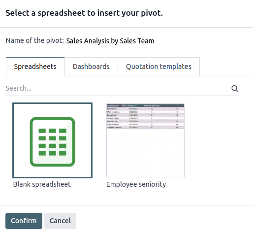 Inserting a pivot table in a spreadsheet