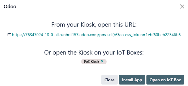 Popup window to open the kiosk