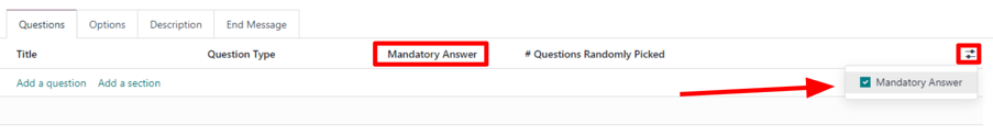 The slider drop-down menu with the Mandatory Answer option selected in Cobuild Surveys.