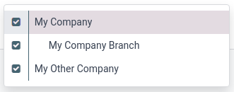 Selecting the main company and activating others.