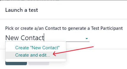 Typing in a new contact directly from the launch a test pop-up window in Cobuild.