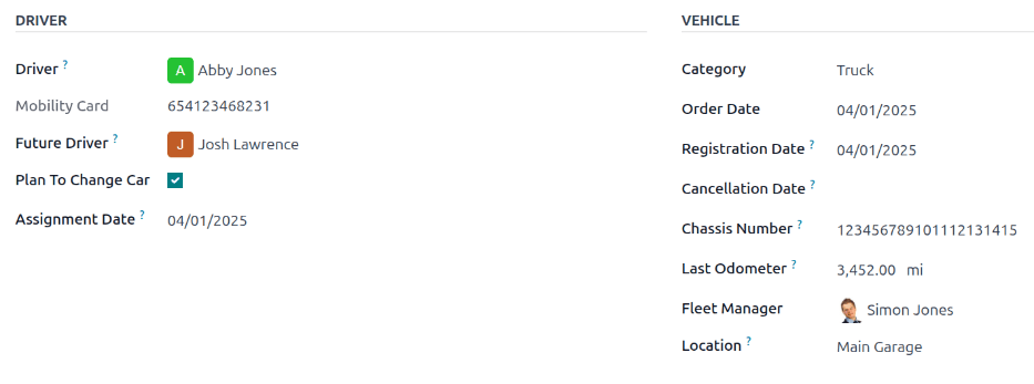 The new vehicle form, showing the vehicle tax section.