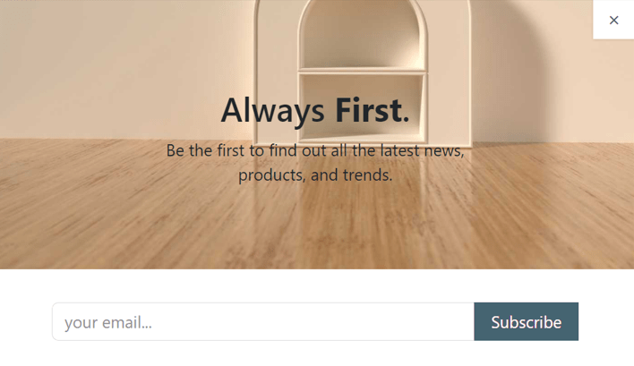 Sample of how a newsletter popup block appears on a Cobuild Website.