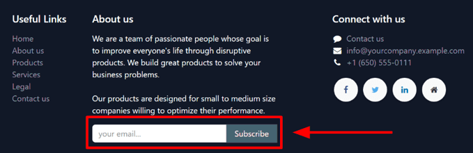 Sample of how a newsletter block appears on a Cobuild Website.